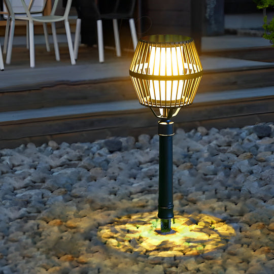Modern Matte Black Solar Caged Lantern