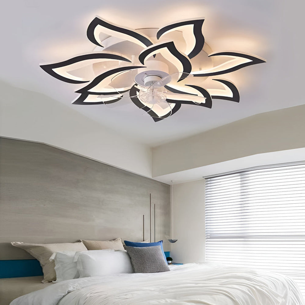 Creative Flower Shaped Three-Step Dimming LED Nordic Ceiling Fan Light