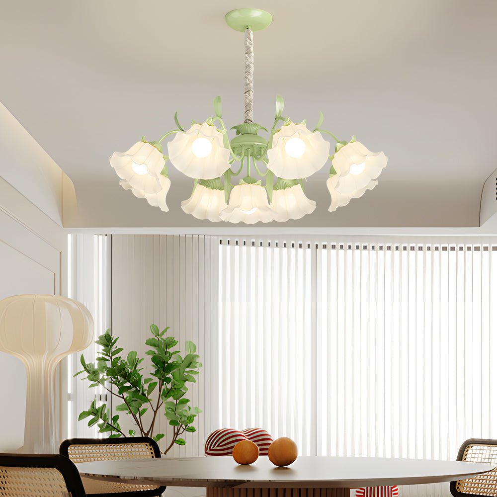 Orchid Flower Chandelier with 3-Step Dimming, 9 Lights