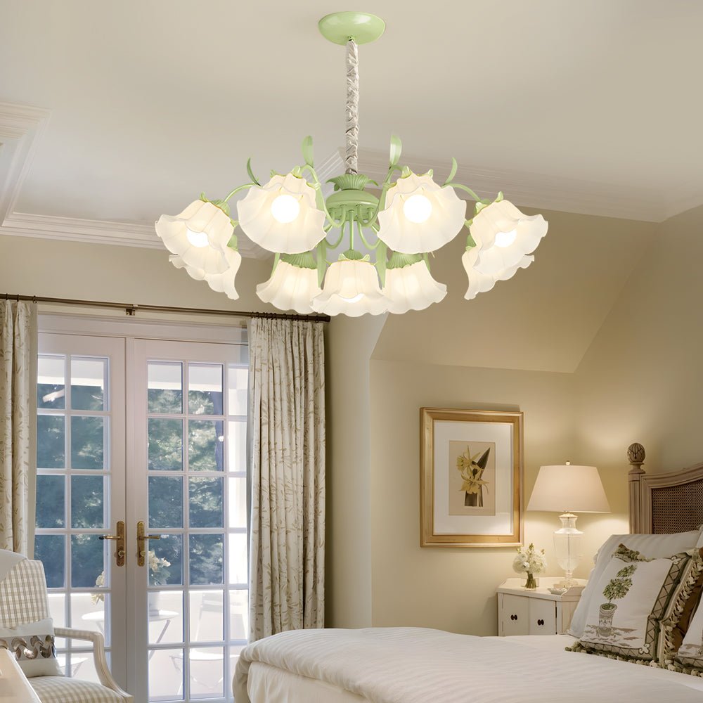 Orchid Flower Chandelier with 3-Step Dimming, 9 Lights