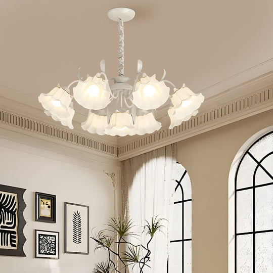 Orchid Flower Chandelier with 3-Step Dimming, 9 Lights