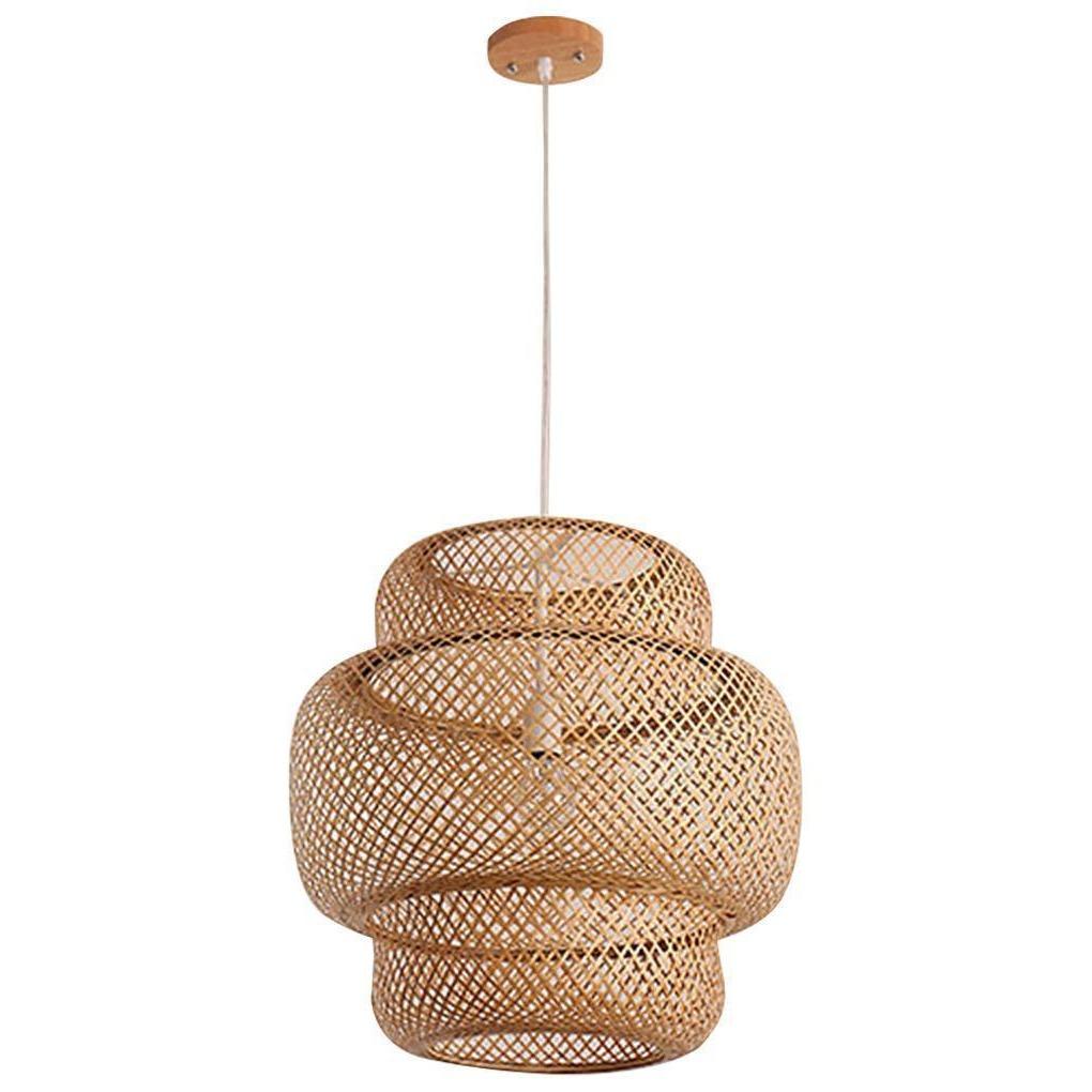 3-Tiered Rustic Bamboo Woven Pendant Light