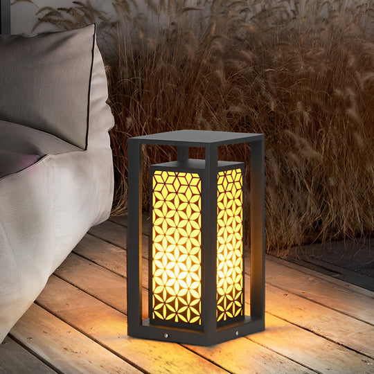 Floral Pattern Black LED Outdoor Lawn Pathway Light