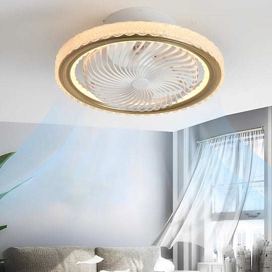 Round Bladeless Ceiling Fan with 3-Step Dimmable LED and Silent Airflow