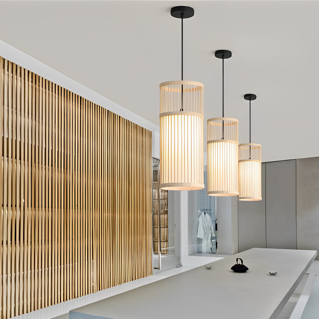 Creative Minimalist Bamboo Hand Woven LED Pendant Light