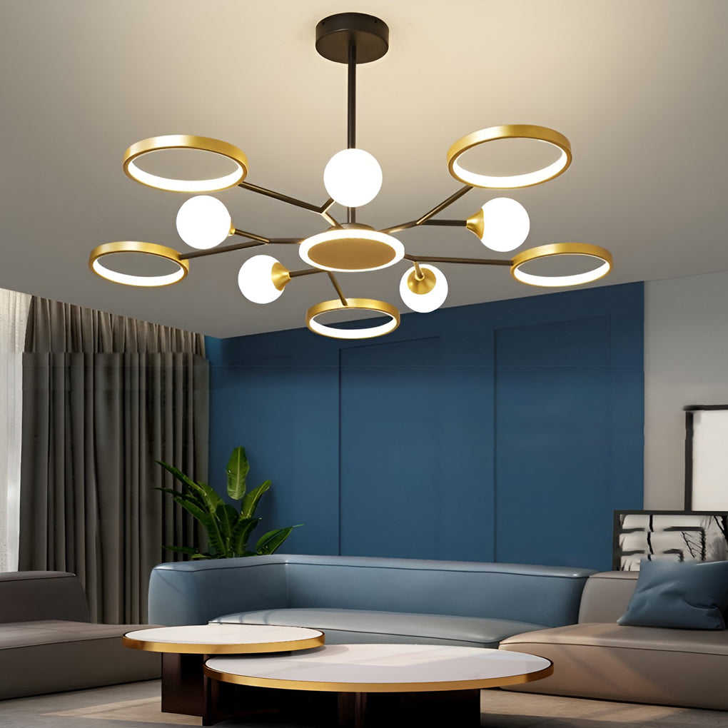 6 Lights Circles LED Modern Ceiling Light Chandelier Hanging Lamp