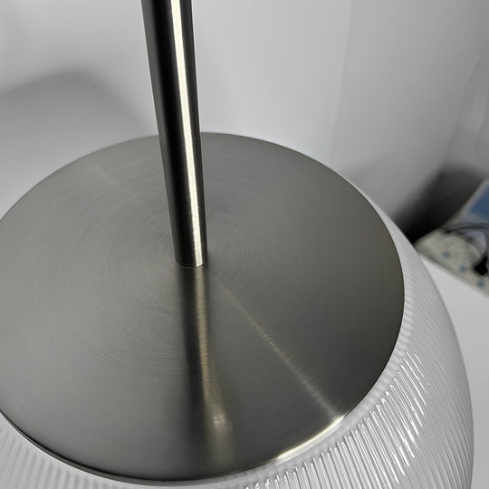 Ribbed Glass Bowl and Metal Italian Accent Table Lamp