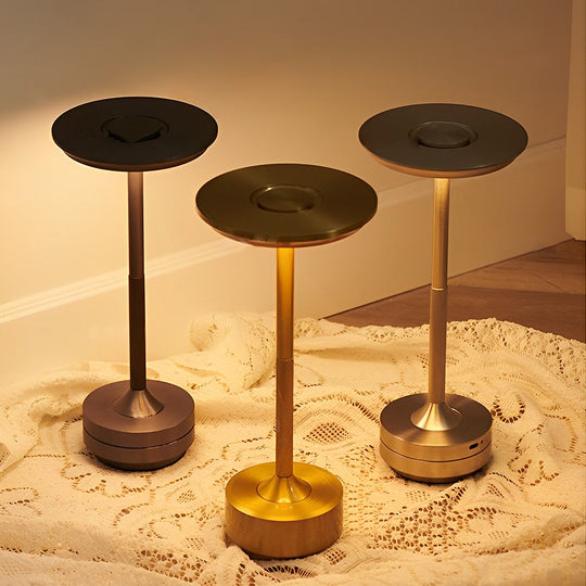 Plated Metal Slender UFO Alien Cordless Table Lamp