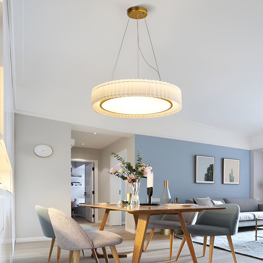 Circular Pleated 3-Step Dimming LED Nordic Ceiling Light Chandelier