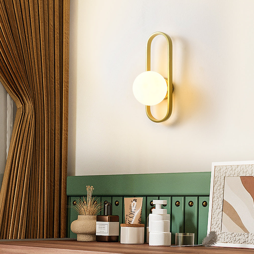 Creative Glass Shade Elliptical Iron Modern Wall Lamp