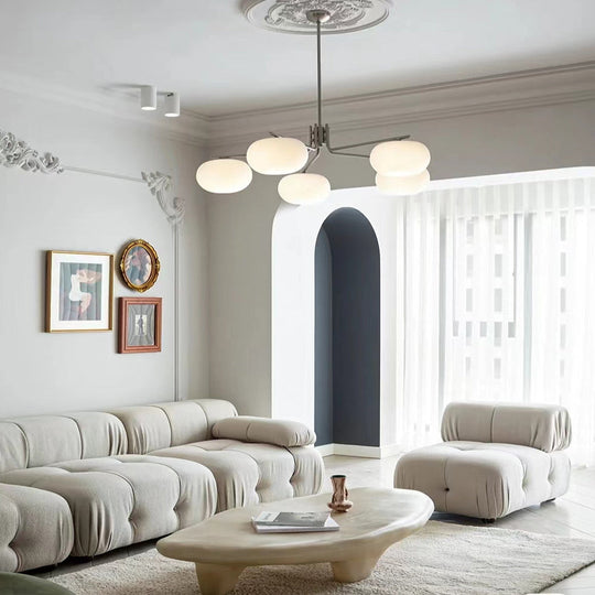 5 Lights Glass Three Step Dimming LED Nordic Chandelier