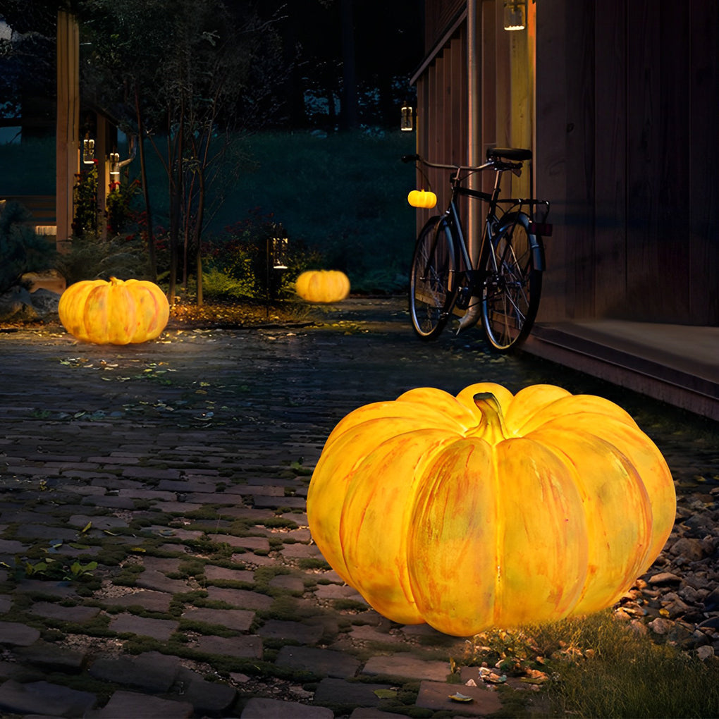 Portable Pumpkin-Shaped Resin LED Outdoor Lawn Light