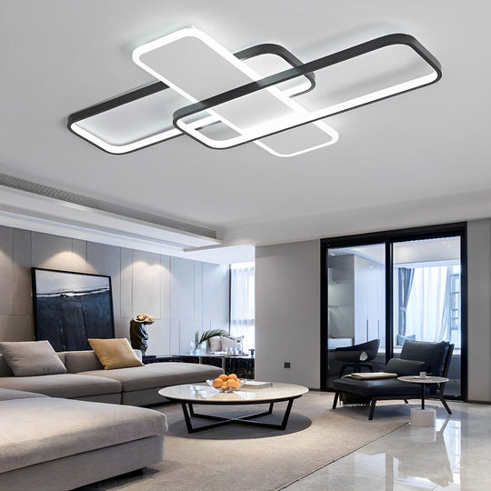 Square Overlapping Stepless Dimming LED Nordic Ceiling Light Chandelier