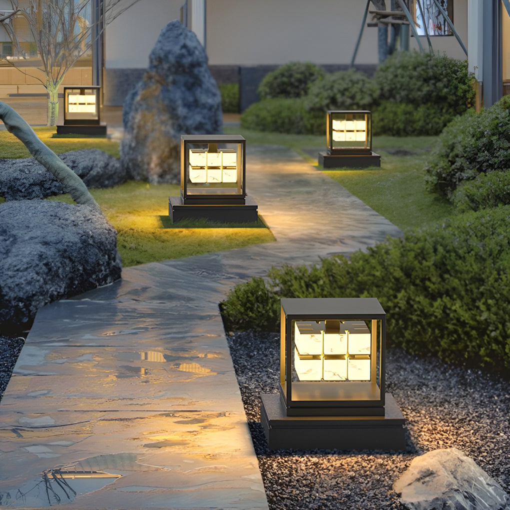 Square LED Waterproof Modern Solar Deck Post Light