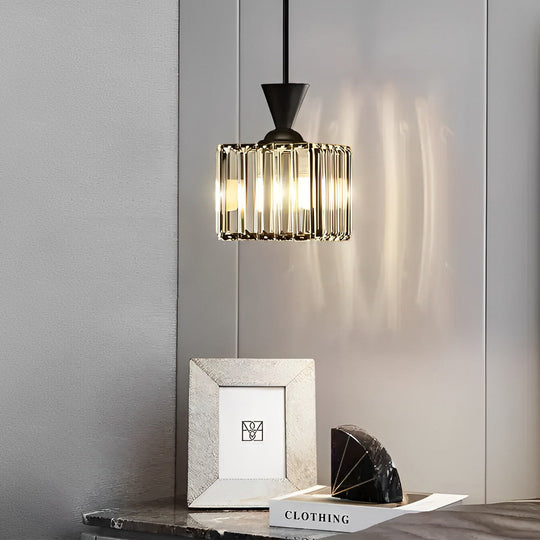 Round Square Metal Crystal Three Step Dimming Modern Pendant Light