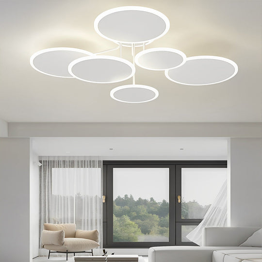 2/3/6 Round Three Step Dimming LED Matte White Nordic Ceiling Light Fixture