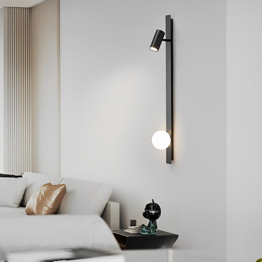 Black and Gold LED Linear Wall Lamp with Adjustable Spotlight