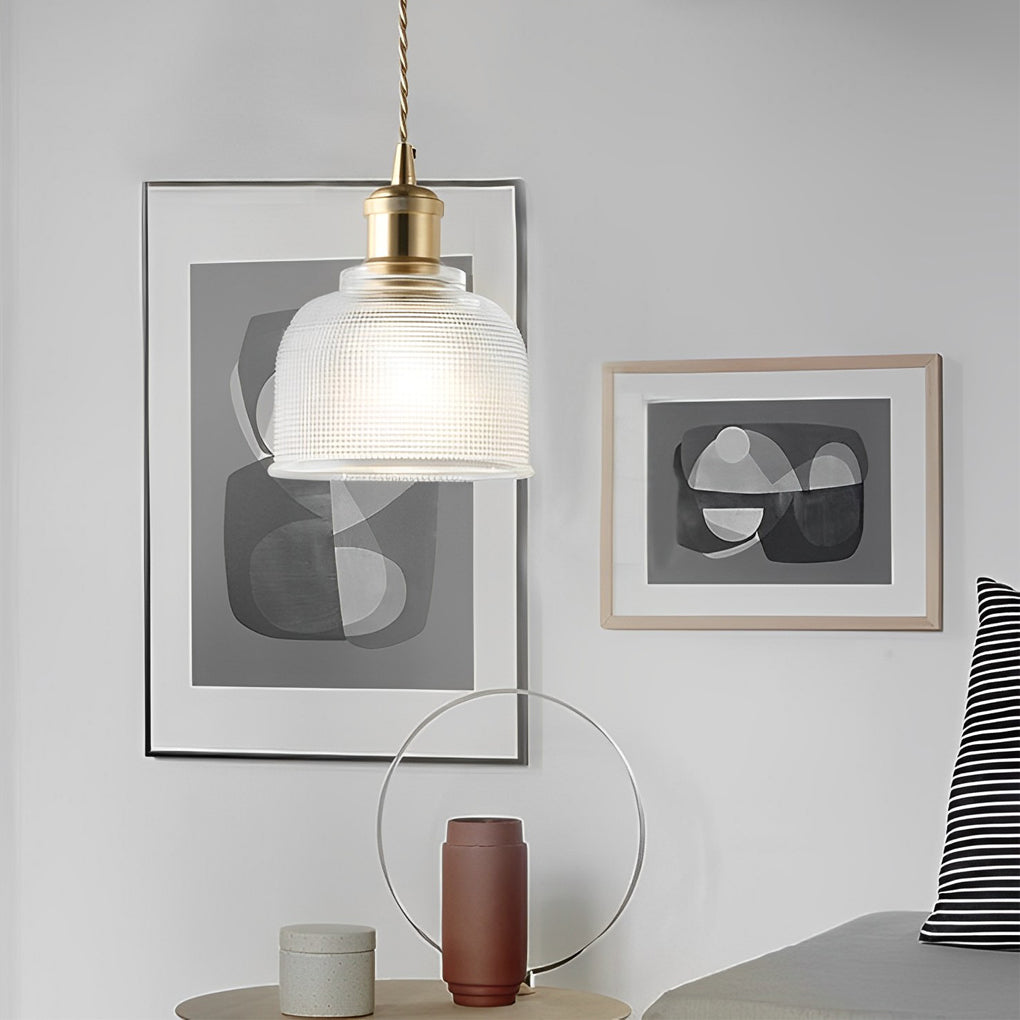 Glass Bowl Shape Electroplated Metal Nordic Creative Pendant Light