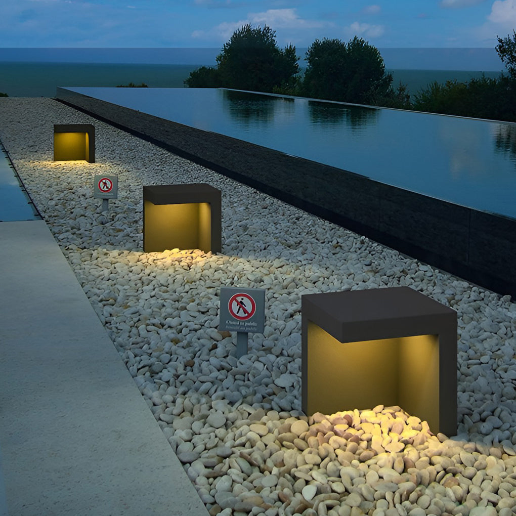 Half-Cut Rectangular Fixture Modern Outdoor Path Light in Gray LED 4.5W IP54 Waterproof