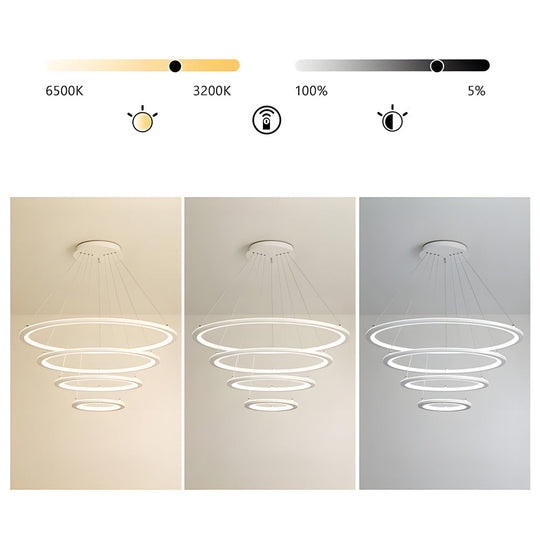 4-Rings LED Mid-Century Modern Chandelier with Remote Control