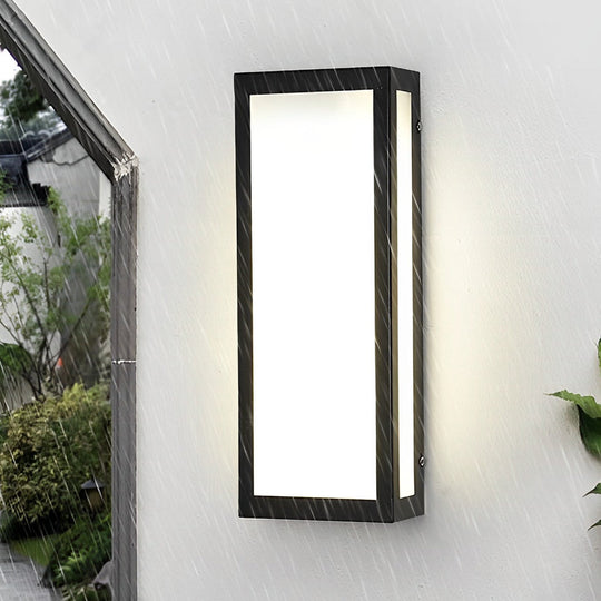 Rectangular LED Waterproof Black Modern Outdoor Exterior Wall Lamp