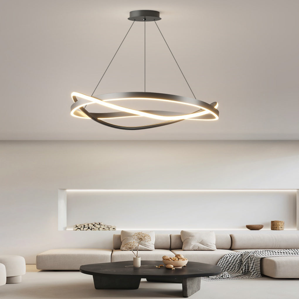 Circular Wave Rings Three-Step Dimming Minimalist Nordic Chandelier