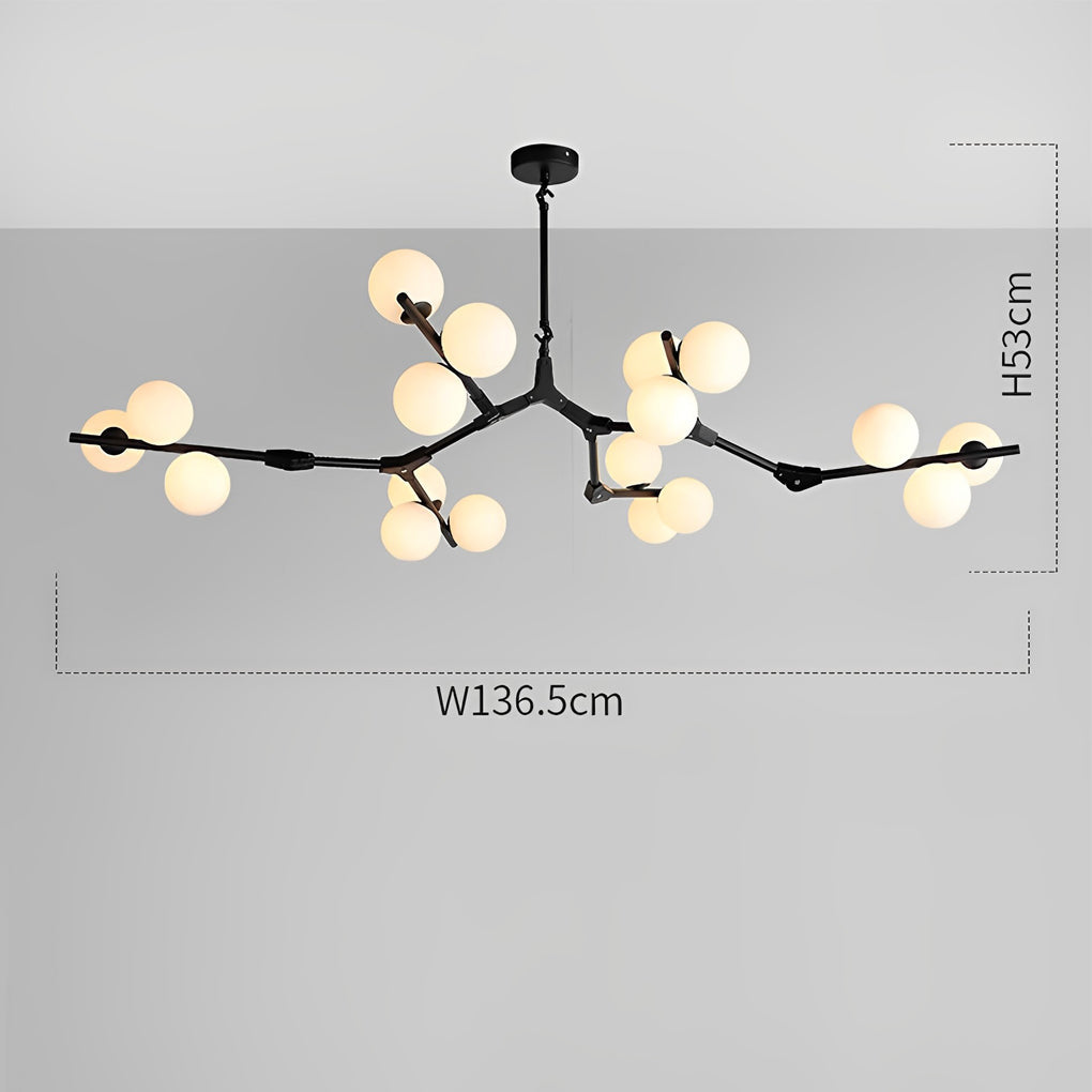 Nordic Style Modern Minimalist Cluster Metal Glass Chandelier – Black & Gold
