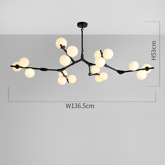 Nordic Style Modern Minimalist Cluster Metal Glass Chandelier – Black & Gold