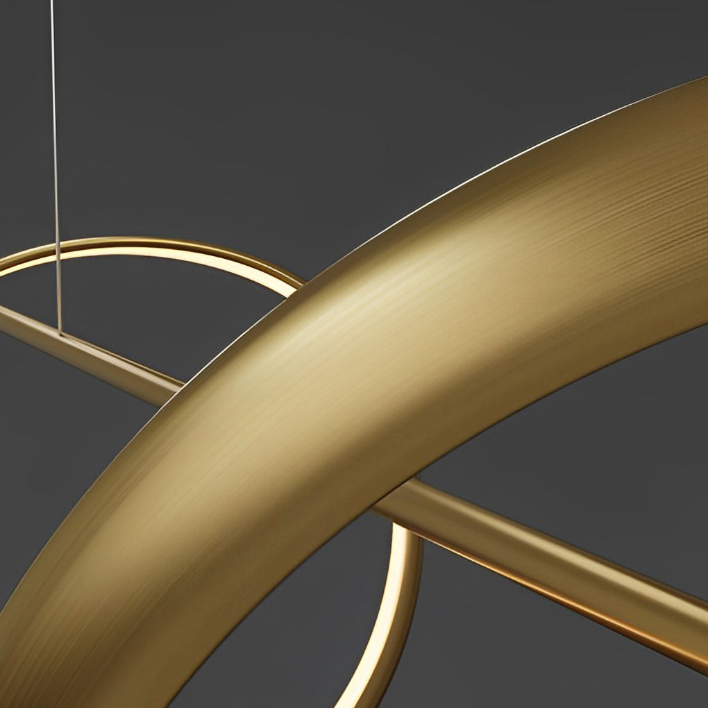 Minimalist Strip Waves LED Copper Dining Room Chandelier