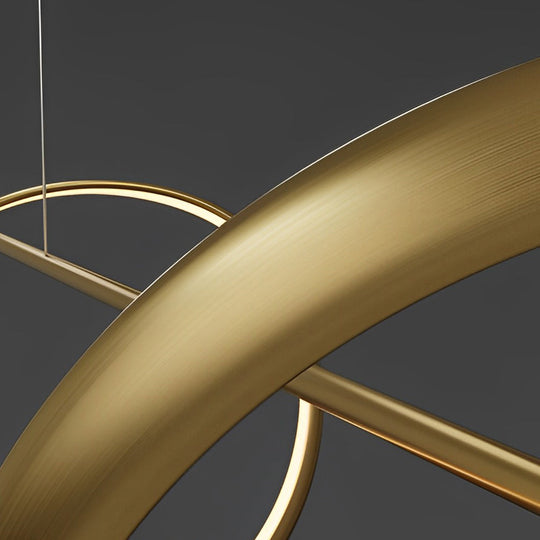 Minimalist Strip Waves LED Copper Dining Room Chandelier