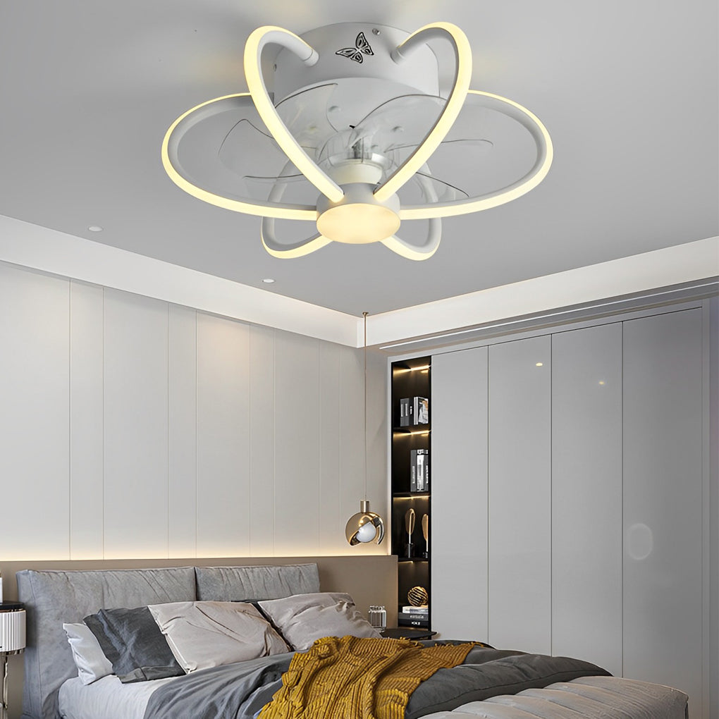 Flower Shaped Bladeless Ceiling Fan with Dimmable LED and Remote Control