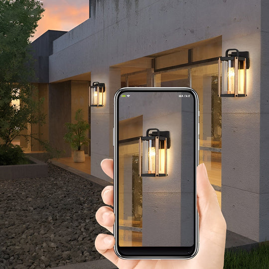 Lantern Shaped Black Industrial Outdoor Wall Sconce