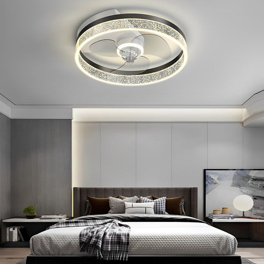 Round Modern Bladeless LED Ceiling Fan Lamp with Remote Control