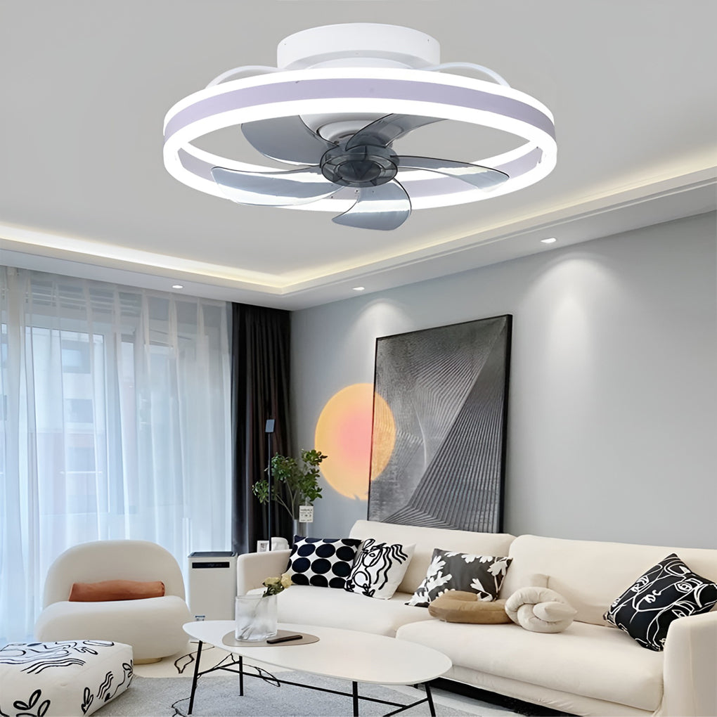 Round Stepless Dimming 360° Rotating LED Ceiling Fan Light