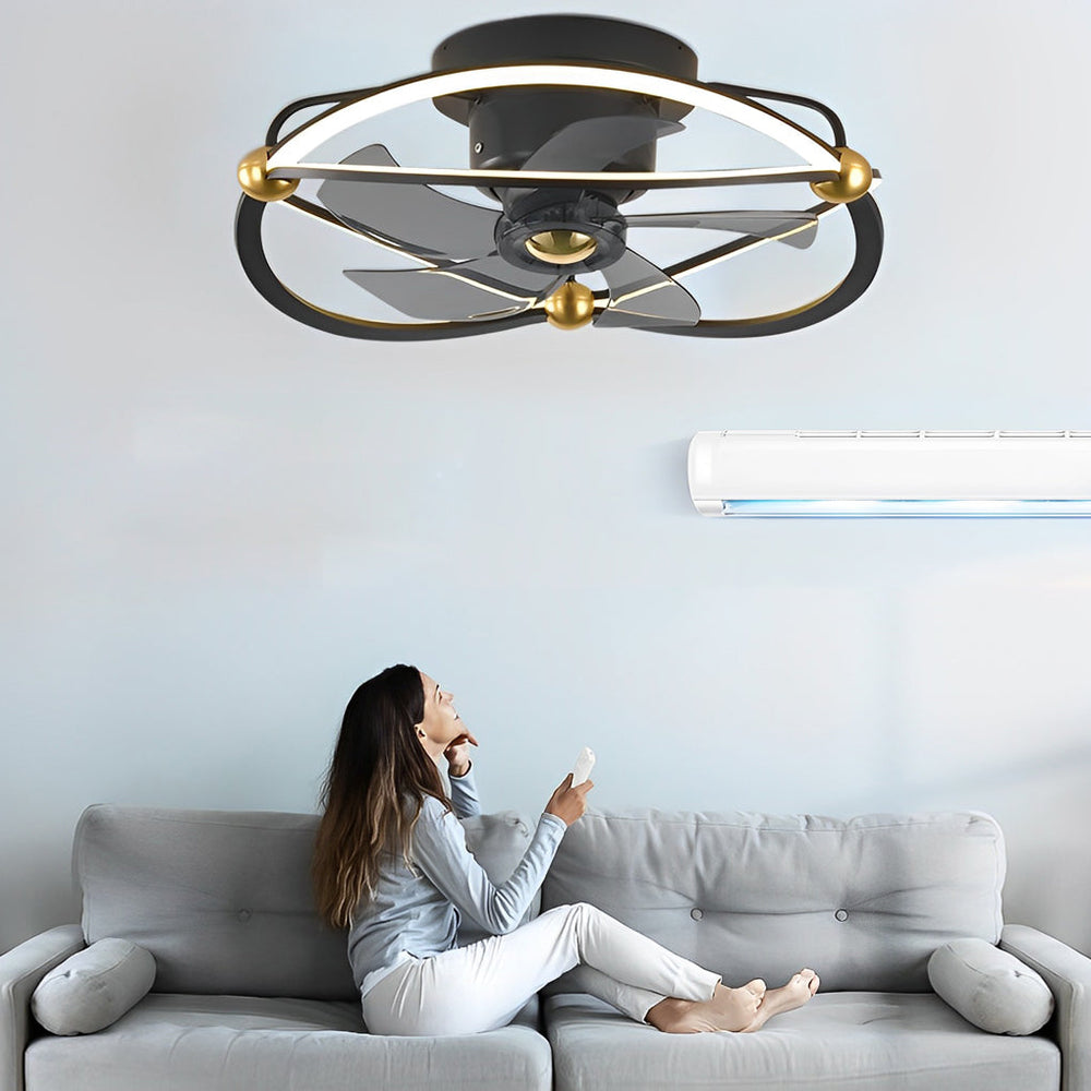 Smart Bladeless Ceiling Fan with Stepless Dimming LED and Remote Control