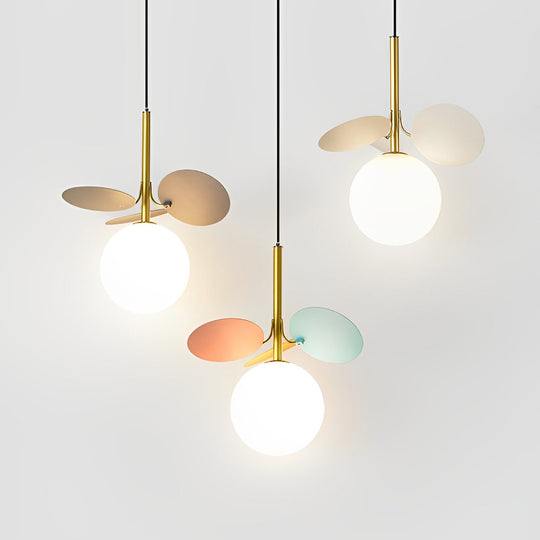 Colorful Creative Glass Flower Leaves Nordic Pendant Light