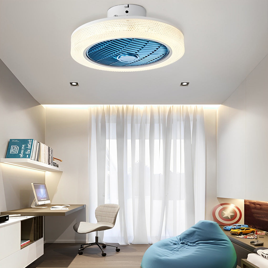 Bladeless Round Ceiling Fan with Dimmable LED and Warm Air for All Seasons