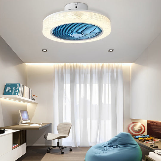 Bladeless Round Ceiling Fan with Dimmable LED and Warm Air for All Seasons