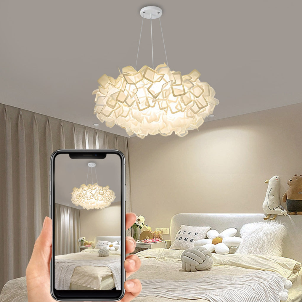 Flower Petals Three Step Dimming LED White Nordic Chandelier Light