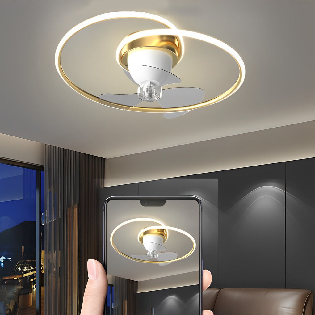Smart 360° Rotating Ceiling Fan with Stepless Dimming LED and App Control