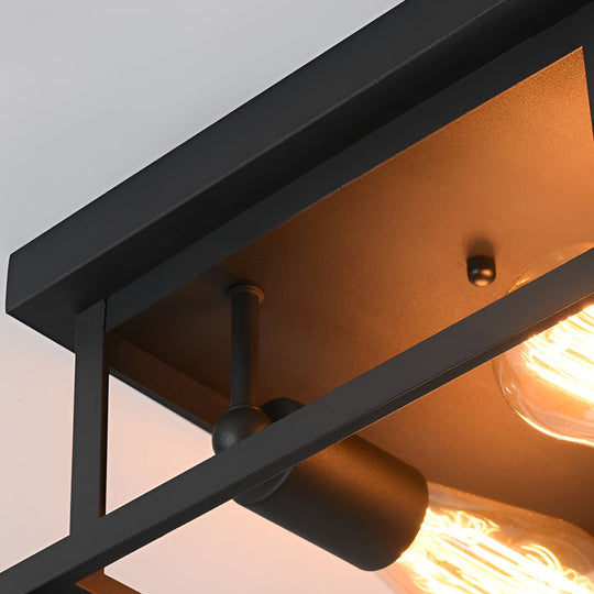 Square Iron Retro Industrial Ceiling Light Flush Mount Lighting