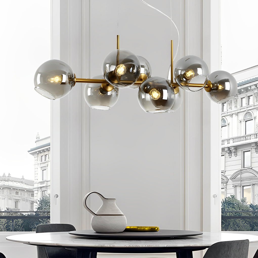 8 Lights Glass Shade LED Postmodern Chandelier Dining Room Light Fixture