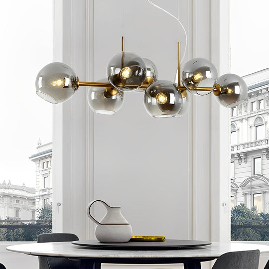 8 Lights Glass Shade LED Postmodern Chandelier Dining Room Light Fixture
