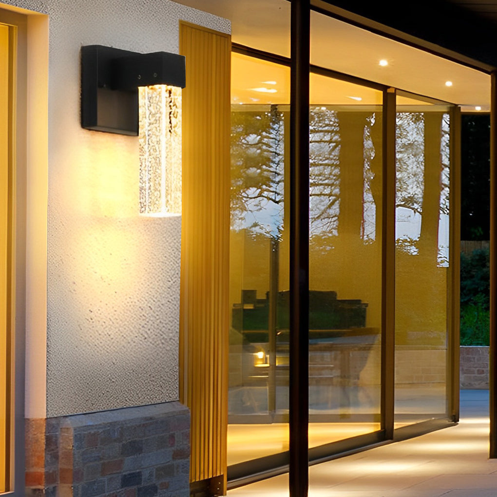 Waterproof LED 10W Crystal Black Modern Outdoor Wall Lamp
