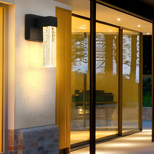 Waterproof LED 10W Crystal Black Modern Outdoor Wall Lamp