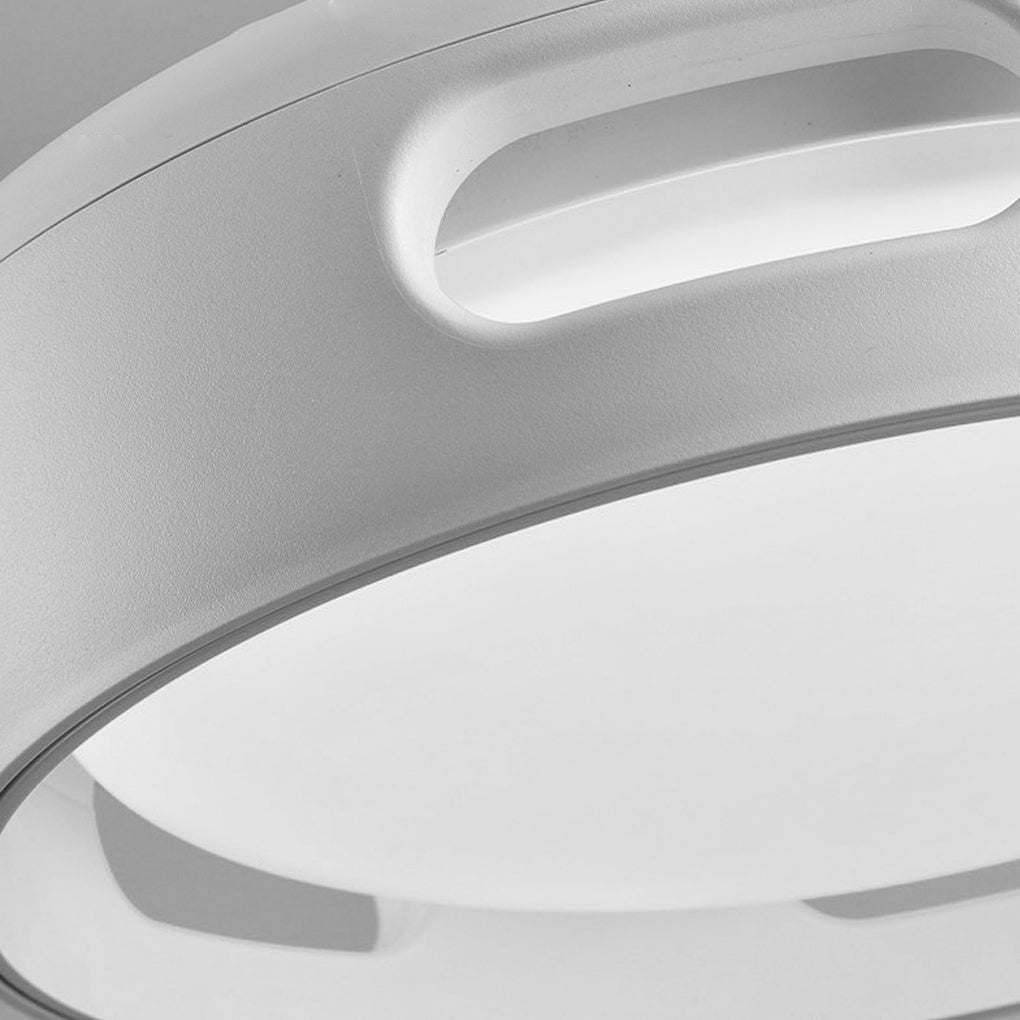 Smart White Bladeless Ceiling Fan with Stepless Dimming LED and Remote Control
