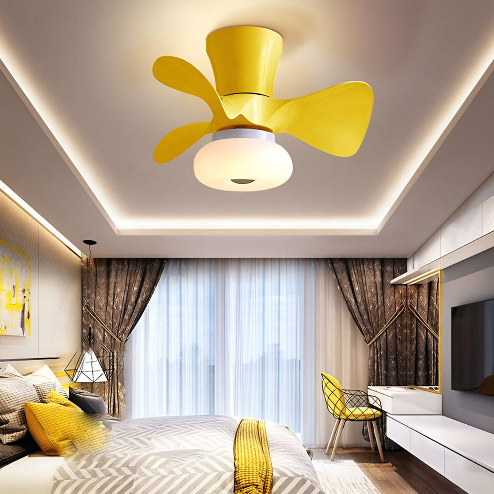 Macaron Color 3-Step Dimming LED Nordic Inverter Ceiling Fan Light