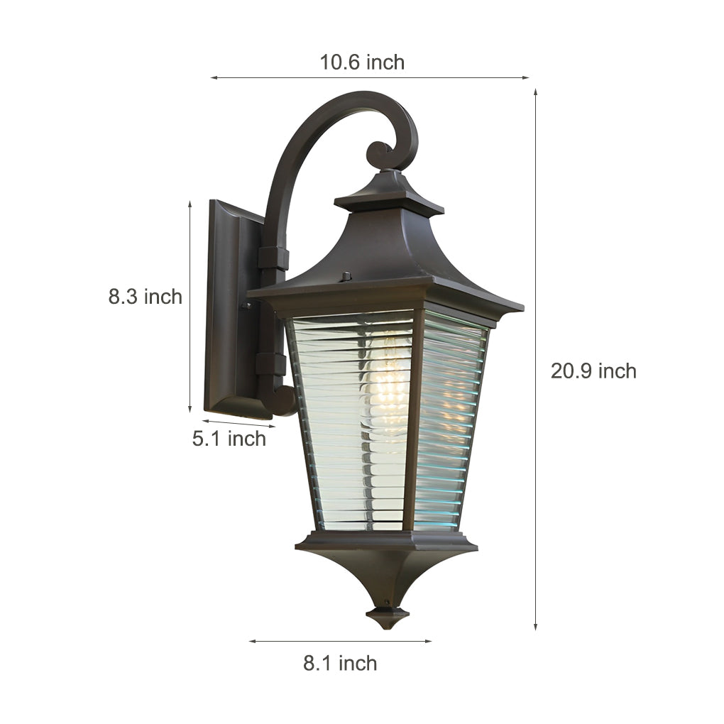 Retro Waterproof Stripes Glass Shade Outdoor Wall Light