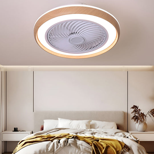 Round Ultra-thin Mute LED Nordic Bladeless Ceiling Fan Light