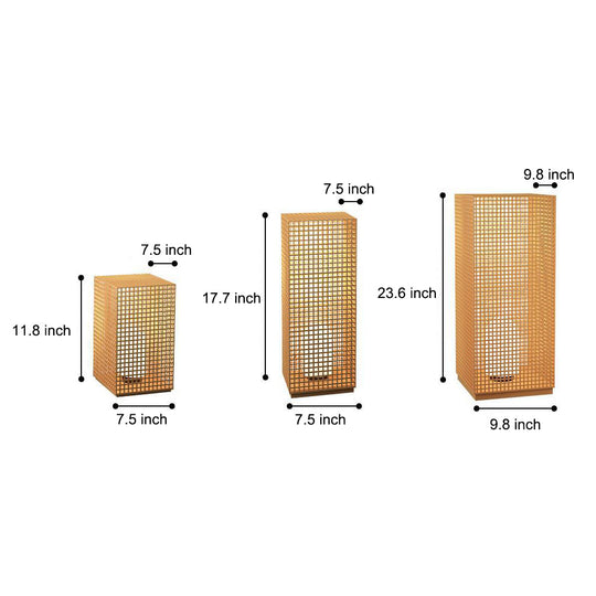 Artistic Gold Cuboid Pathway Bollard Lights